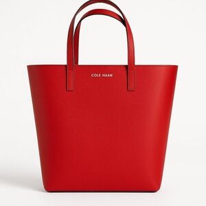 Cole Haan Leather "Go Anywhere Tote" Red Classic Preppy Office